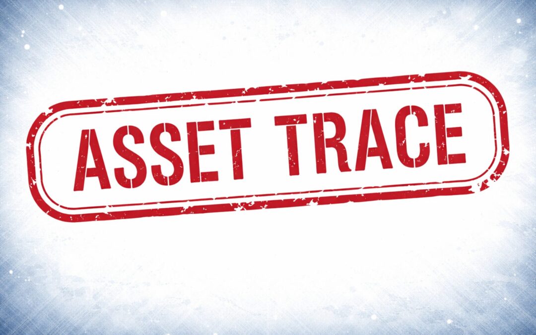 Asset trace red stamp text on white background